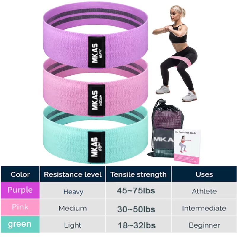 Fitness Long Resistance Bands Workout Fabric Set Exercise Elastic Booty Bands for Pull up Woman Assist 3-Piece Leg