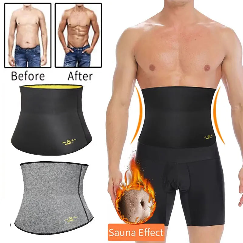 Men Sweat Trimmer Belt Waist Trainer Belly Slimming Shapewear Waist Trainer Corset Abdomen Reducer Sauna Body Shaper Fitness