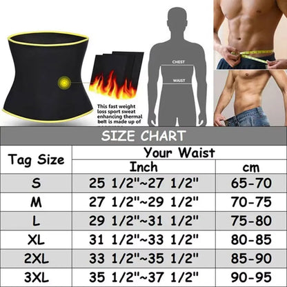 Men Sweat Trimmer Belt Waist Trainer Belly Slimming Shapewear Waist Trainer Corset Abdomen Reducer Sauna Body Shaper Fitness