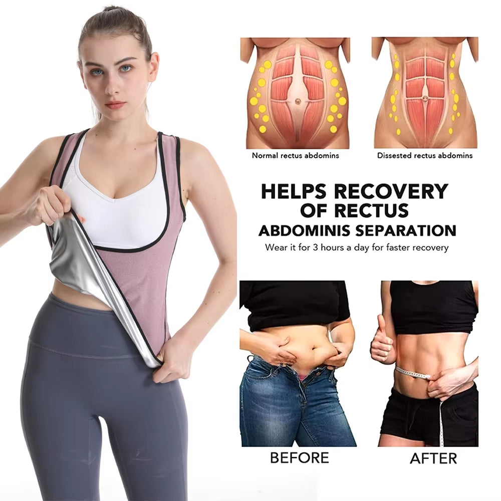 1Pcs Sweat Vest for Women Weight Loss Sweat Workout Tank Top Slimming Sauna Shirt, Heat Trapping Sweat Compression Vest