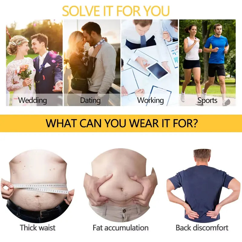 Men Sweat Trimmer Belt Waist Trainer Belly Slimming Shapewear Waist Trainer Corset Abdomen Reducer Sauna Body Shaper Fitness